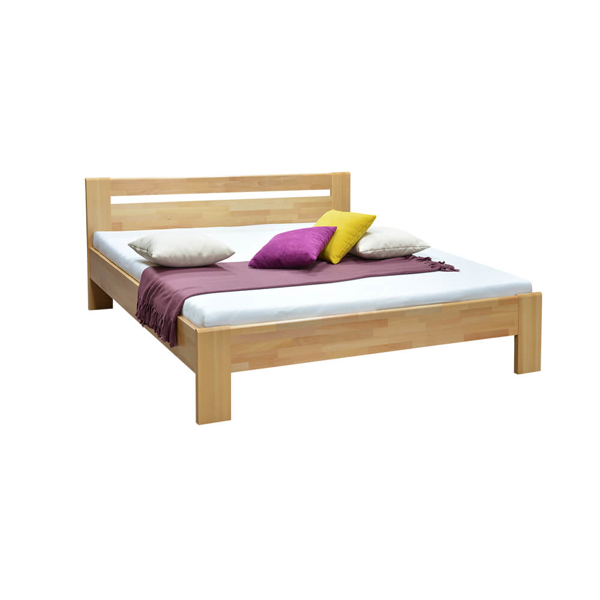 Drevená manželská posteľ 180x200 Mate s fialovou dekou